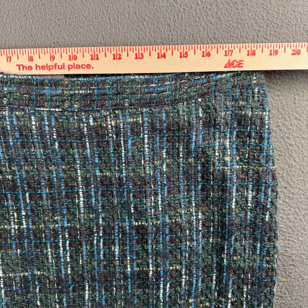 J.Jill Tweed Skirt Women 16‎ Petite Blue Green Wool Blend Pencil Office Party - Picture 4 of 9